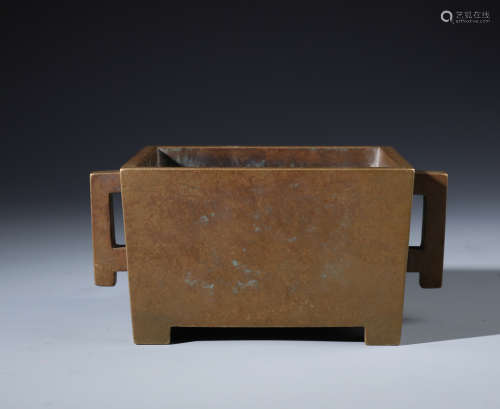 A Fine Chinese Bronze Rectangular Censer