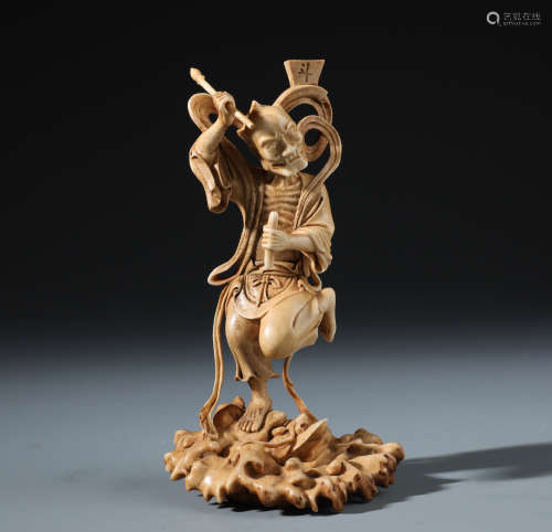 A Finely Carved Chinese bone Figure of Kuixing