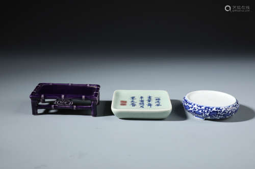 Three Chinese Blue and White Porcelains