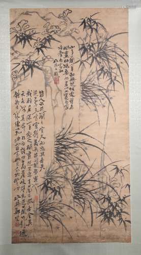 A Chinese Hand-drawn Painting of Bamboo Signed By Zheng Banqiao