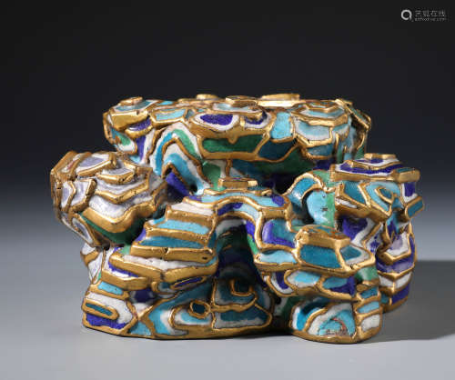 A Fine Chinese Gilt Bronze and Cloisonne Enamel Stand