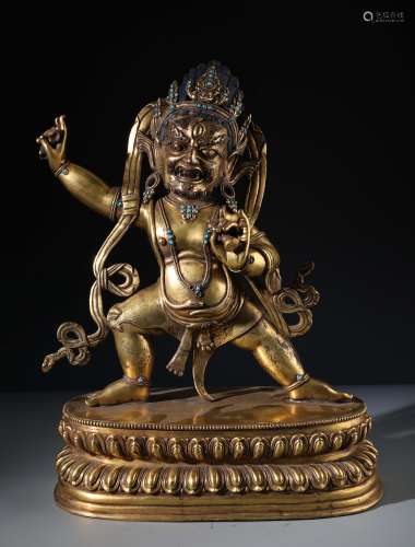 A Fine Chinese Gilt Bronze Figure of Mahakala