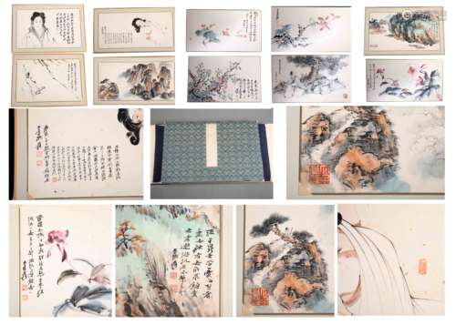 A Chinese Hand-drawn Painting Album Signed By Zhang Daqian (12Pages)