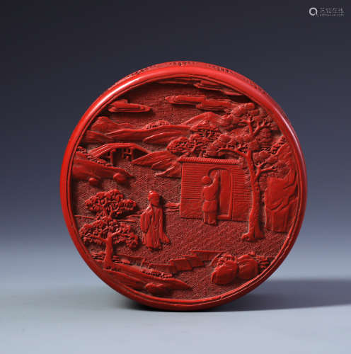 A Rare Chinese Red Lacquer and Cinnabar Box