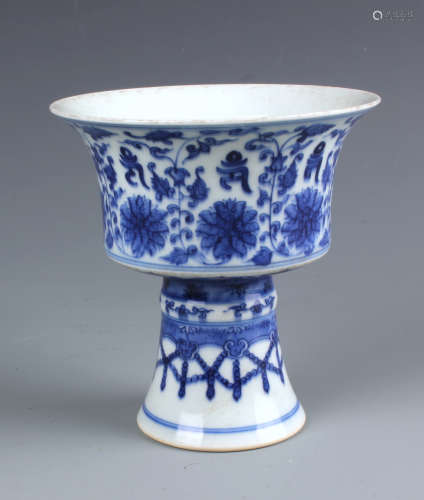 A Chinese Blue and White Stem Cup