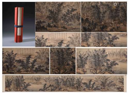A Chinese Hand-drawn Painting Scroll of Bamboo Signed By Wu Hufan