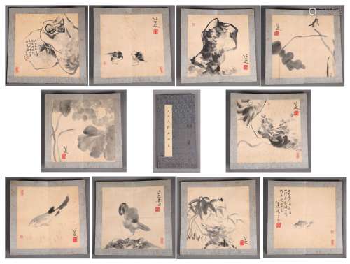 A Fine Chinese Hand-drawn Painting Album Signed By Ba Da Shan Ren (10Pages)