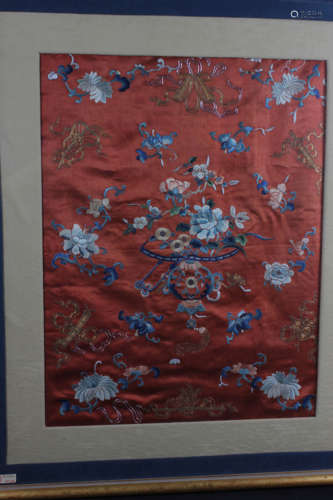 A Chinese 'SEASON AND FLORAL' Embroidery