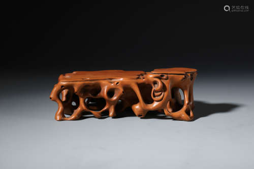A Fine Chinese  Carved Boxwood Open-work Stand
