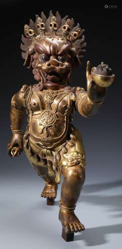 A Rare Chinese Gilt Bronze Figure of Vajrapani