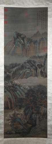 A Fine Chinese Hand-drawn Painting of Landscape Signed by Dongyuan