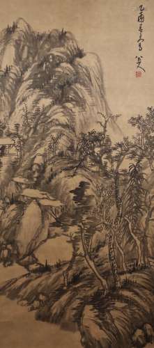 A Fine Chinese Hand-drawn Painting of Landscape Signed By Ba Da Shan Ren