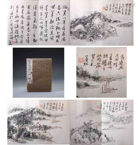 A Chinese Hand-drawn Painting Album of Landscape Signed By Huang Binhong