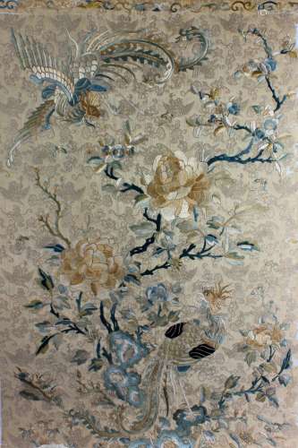 A Chinese 'Phoenix Flower'  Silk Embroidery