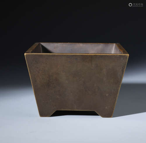 A Fine Chinese Bronze Square Shaped Censer