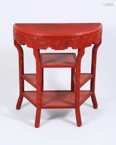 A Chinese Red Lacquer Cinnabar Hunt Table