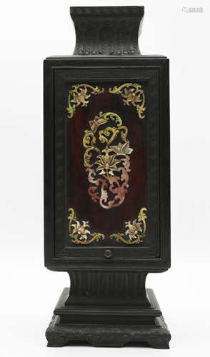 A Chinese Carved Tixi Lacquer Square Vase