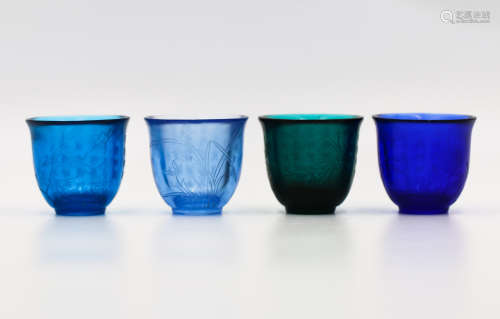 A Set of Four Chinese Peking Glass Cups