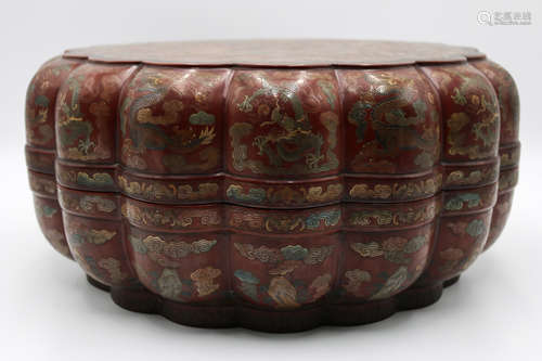 A Chinese Carved Tixi Lacquer Box with Cover