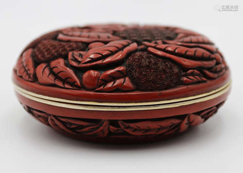 A Chinese Carved Tixi Lacquer Box with Cover