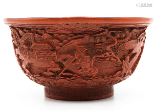 A Chinese Carved Tixi Lacquer Bowl