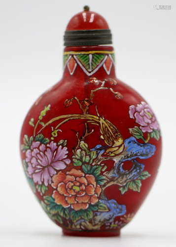 A Chinese Red Peking Glass Snuff Bottle