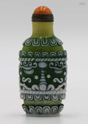 A Chinese Yellow Peking Glass Snuff Bottle