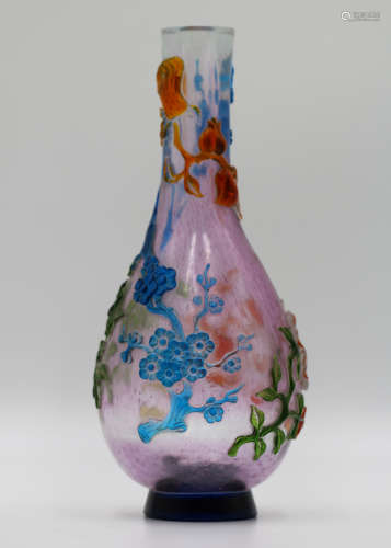 A Chinese Multi-Color Peking Glass Vase