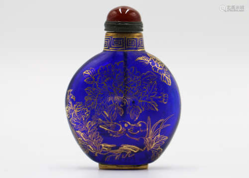 A Chinese Blue Peking Glass Snuff Bottle