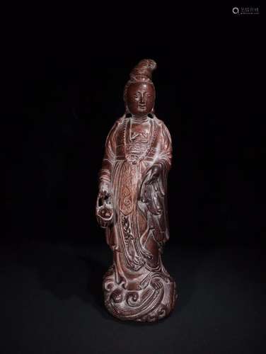 A Chinese Carved Agar-Wood Buddha