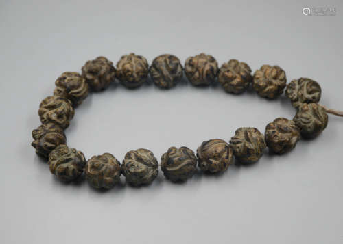 A Chinese Carved Agar-Wood Prayers Beads