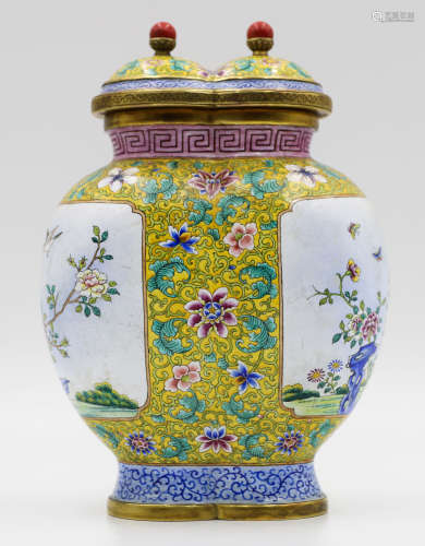 A Chinese Gilt Bronze Enamel Vase