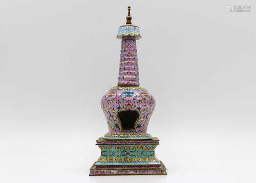A Chinese Cloisonné Buddha Tower