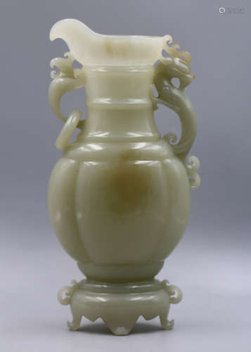 A Chinese Carved Jade Wine Pot