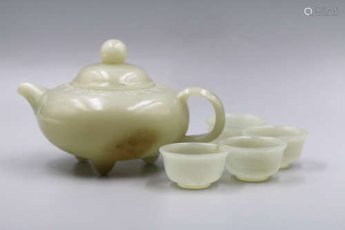 A Set of Chinese Carved Jade Tea-Set