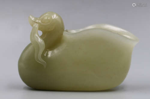 A Chinese Carved Jade Goose-Shape Water Pot