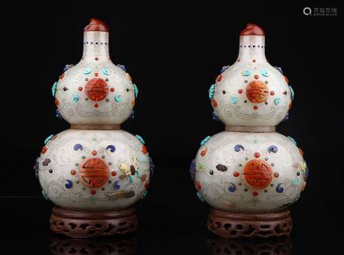 QIANLONG NIAN ZHI MARK HETIAN JADE EMBEDDED BAI BAO FU LU SNUFF BOTTLE
FOE 2