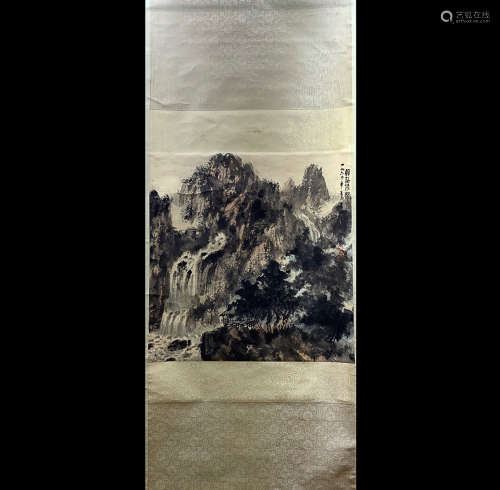CHINESE INK PAINTING SCROLL BY FU BAOSHI