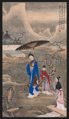 CHINESE COLOR PAOER PAINTING BY WU QINGXIA