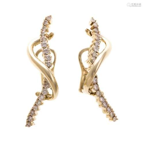 A Pair of Diamond Earrings by Jose Hess in 14K