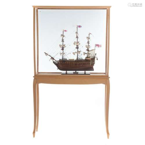 H.M.S. Victory Wood Model With Display Case