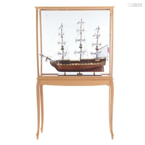 U.S.S. Constitution Wood Model And Display Stand