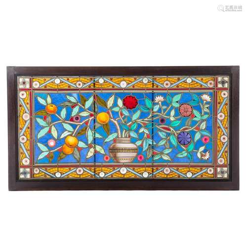 Lg. Continental Stained/Leaded Glass Window Panel