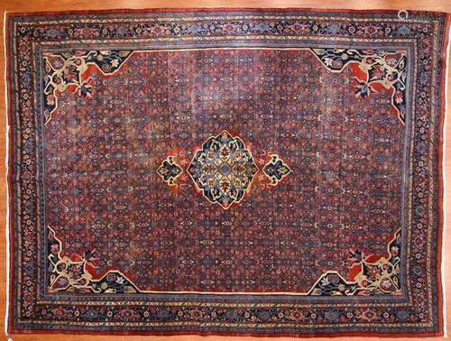 Antique Bijar Carpet, Persia, 8.8 x 11.8