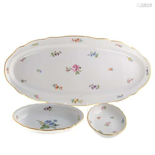 Meissen Porcelain Fish Platter & Two Serving Bowls