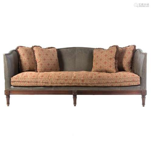 Lillian August Louis XVI Style Leather Sofa