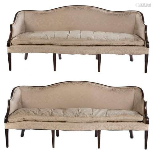 Pair George III Style Mahogany Sofas