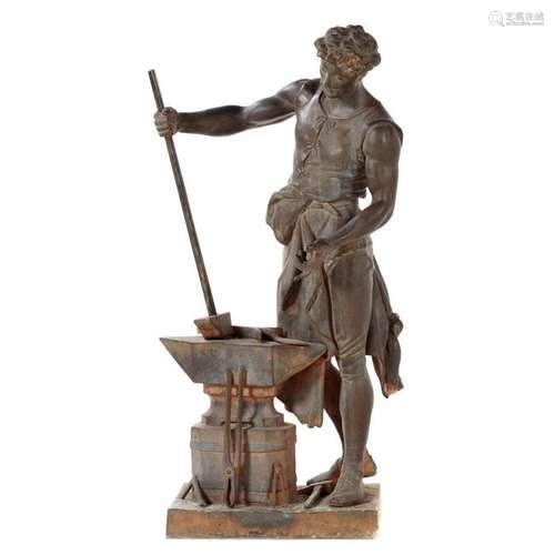 Henri Etienne Dumaige. Blacksmith Spelter Figure