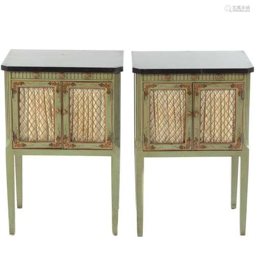 Pair George III Style Chinoiserie Night Stands