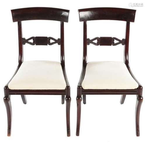 Pair American Classical Mahogany Klismos Chairs